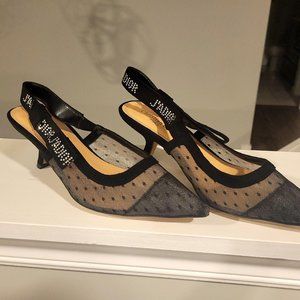 Black Mesh and Suede J'Adior Slingback Christian Dior